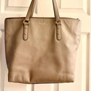 Kate Spade Light Gray/Tan Leather Tote